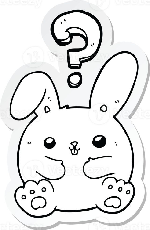 sticker of a cartoon rabbit with question mark png