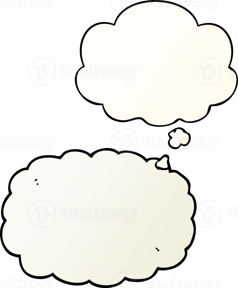 cartoon cloud with thought bubble in smooth gradient style png
