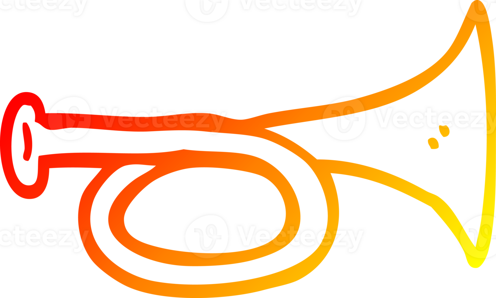 warm gradient line drawing of a cartoon brass horn png