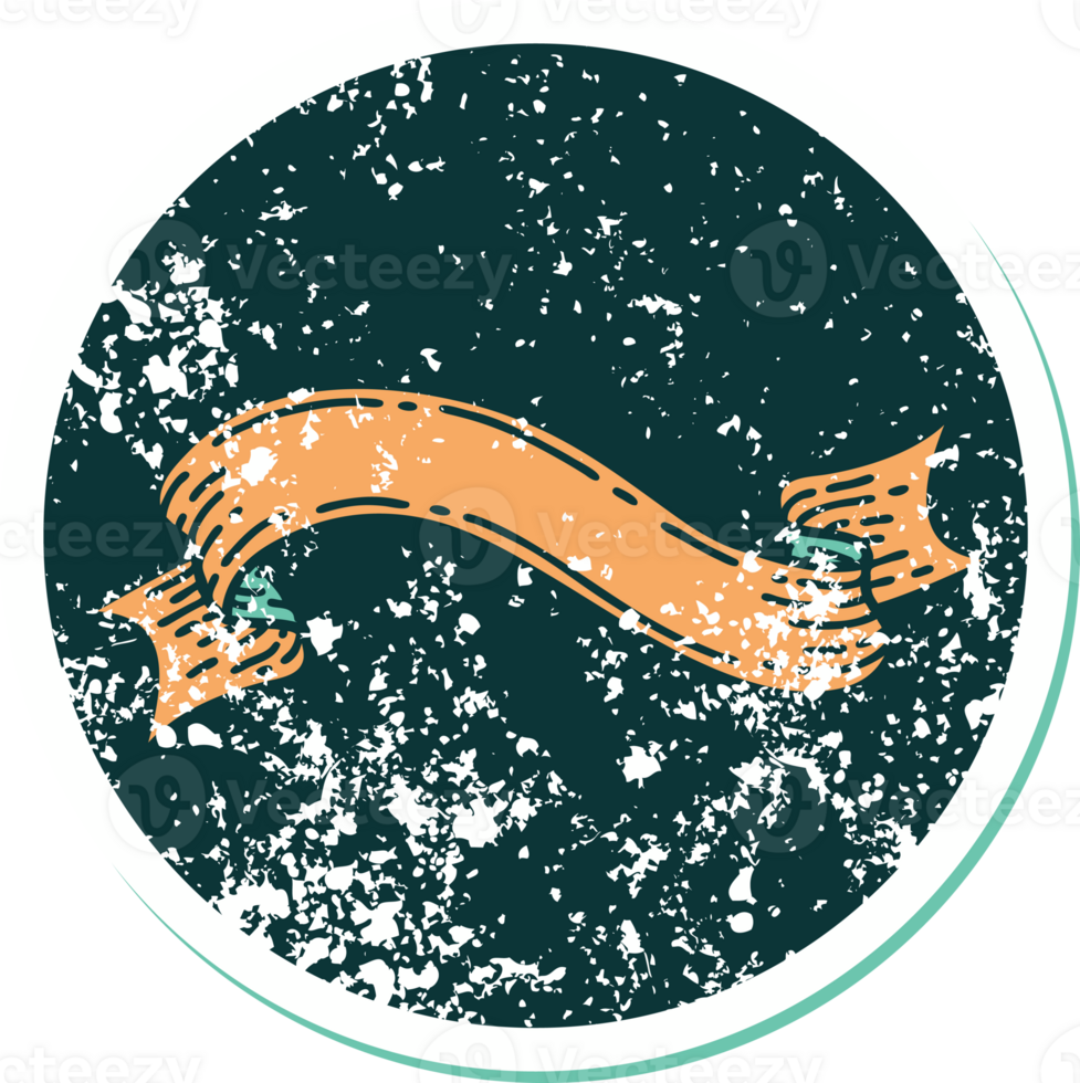 iconic distressed sticker tattoo style image of a banner png