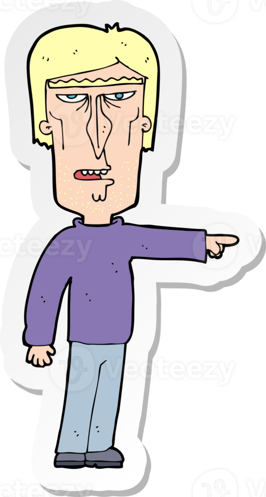 sticker of a cartoon pointing man png