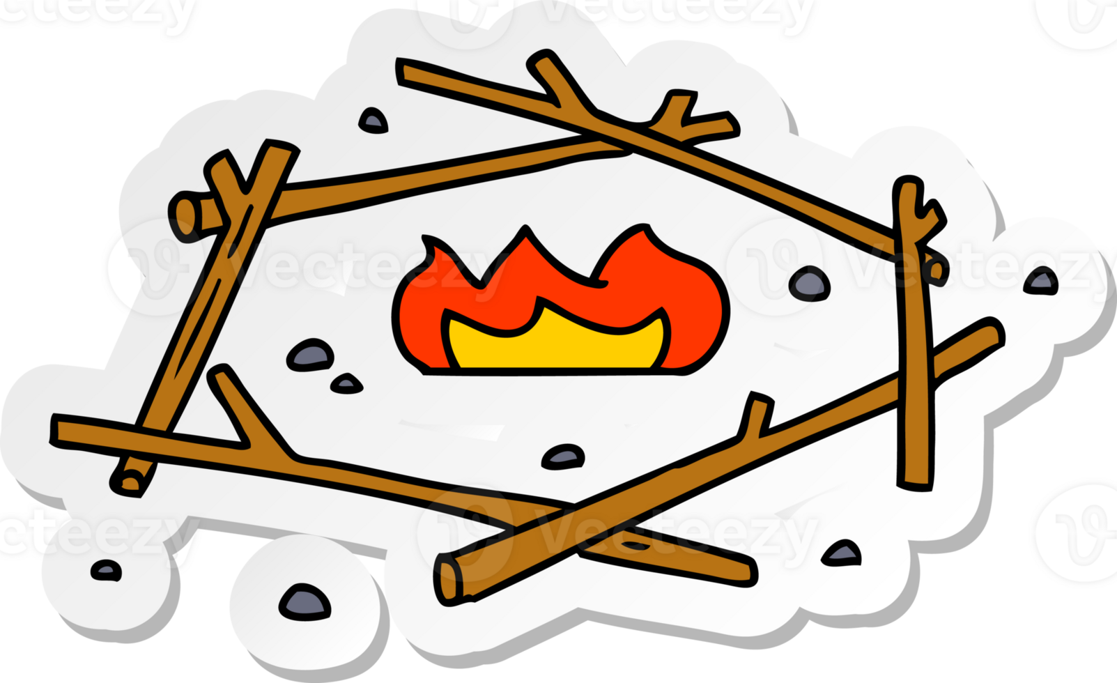 hand drawn sticker cartoon doodle of a camp fire png