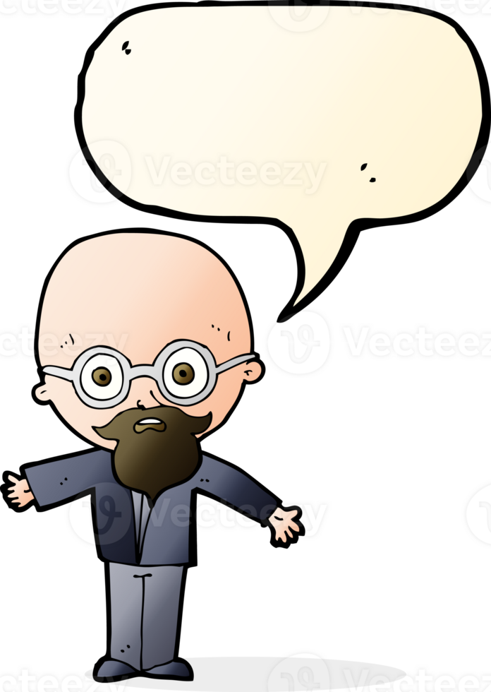 científico genio de dibujos animados con burbujas de discurso png