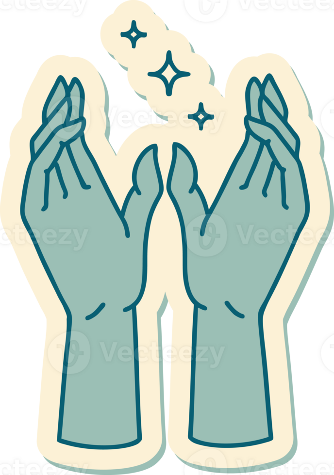 sticker of tattoo in traditional style of reaching hands png