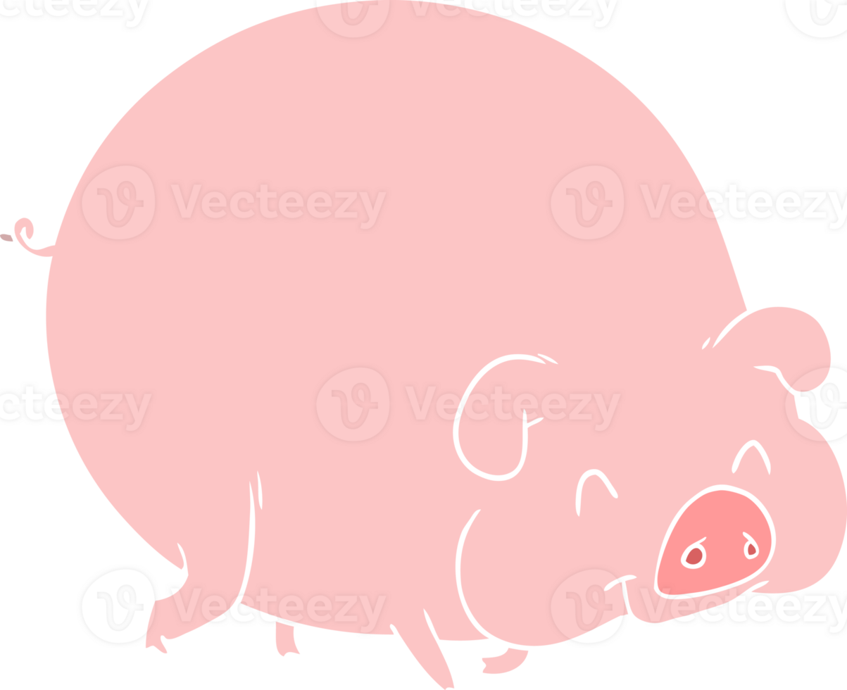 flat color style cartoon pig png
