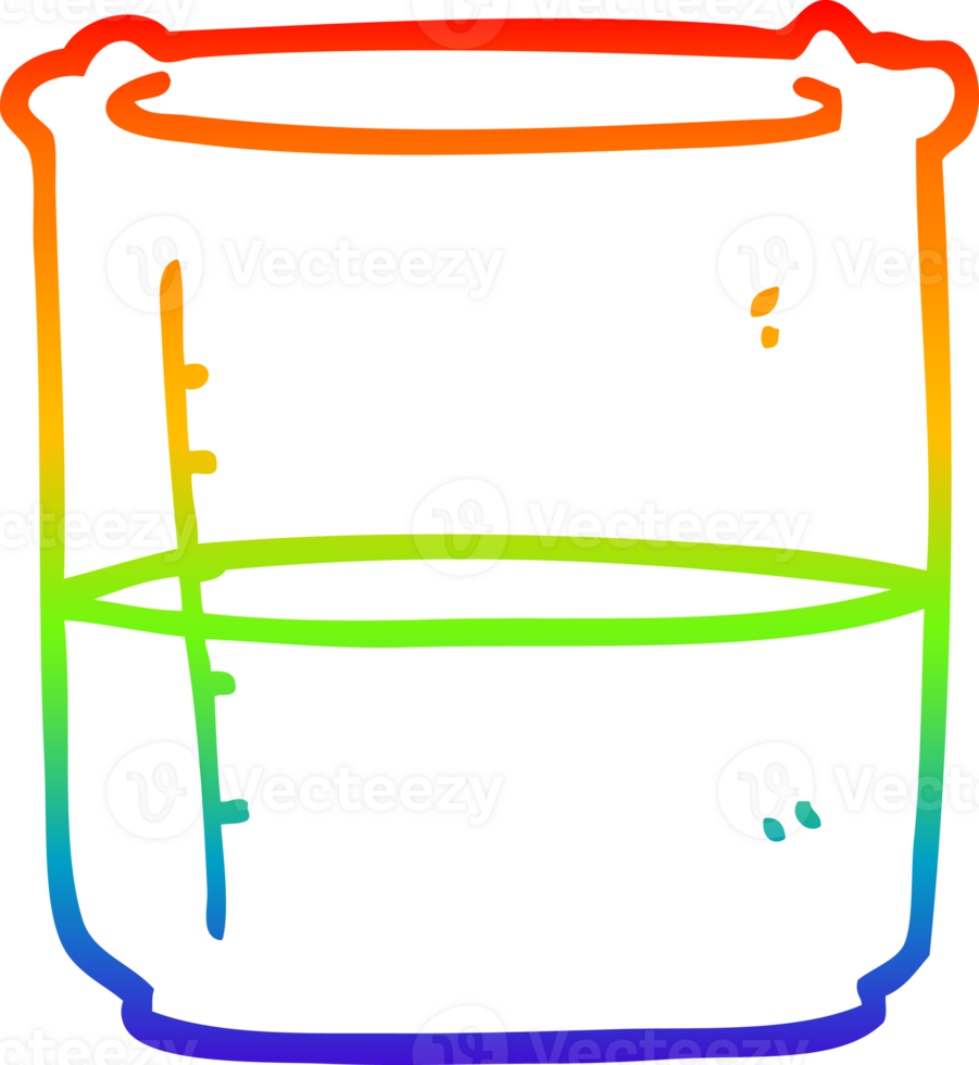 rainbow gradient line drawing of a cartoon science beaker png
