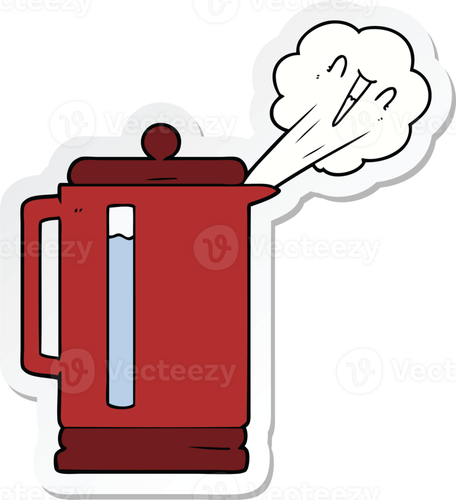 sticker of a cartoon electric kettle boiling png