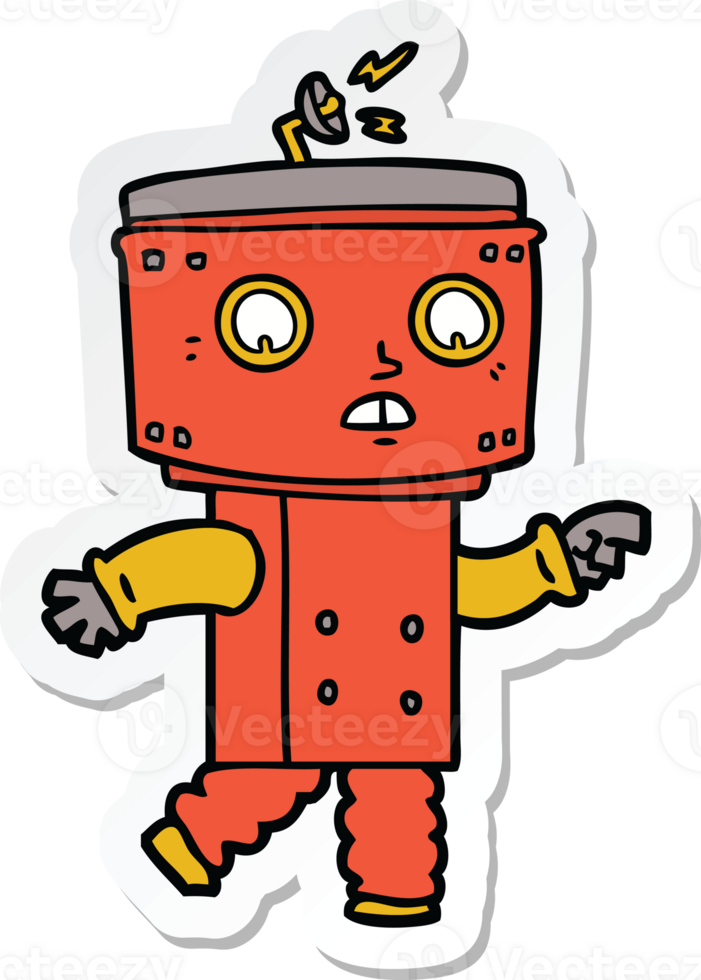 sticker of a cartoon robot pointing png