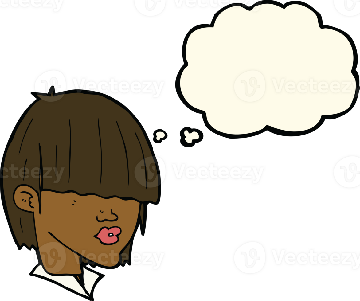 cartoon fashion haircut with thought bubble png