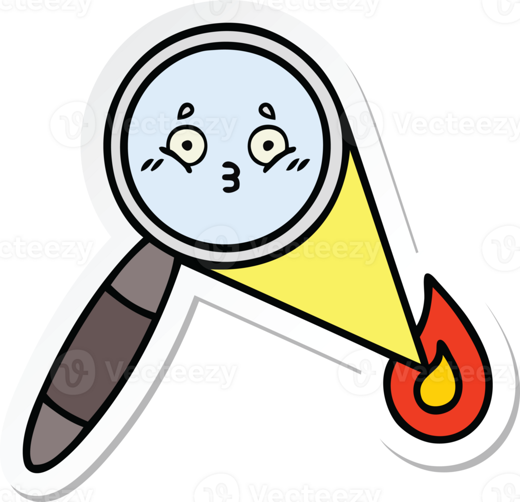 sticker of a cute cartoon magnifying glass png