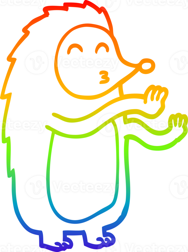 regenboog helling lijn tekening van een tekenfilm dansen egel png