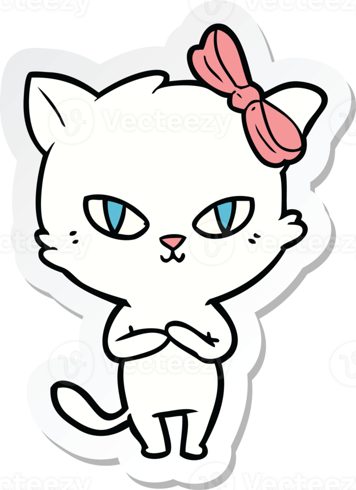 sticker of a cute cartoon cat png