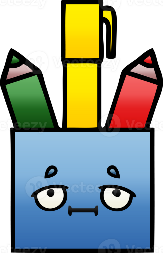 gradient shaded cartoon of a pencil pot png