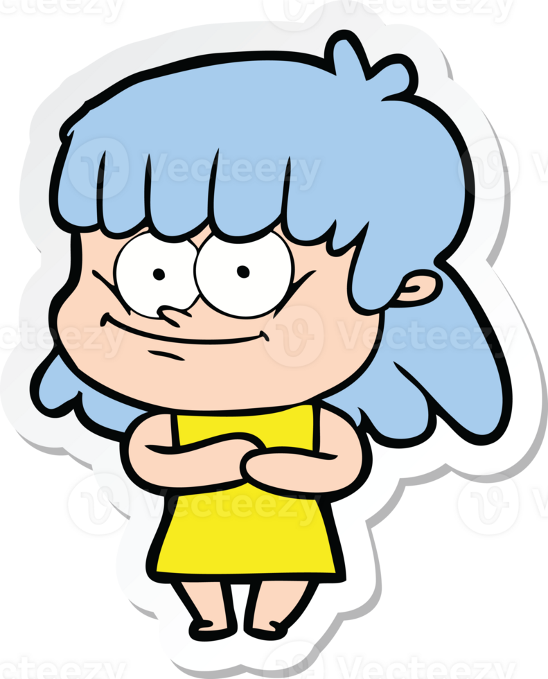 sticker of a cartoon smiling woman png