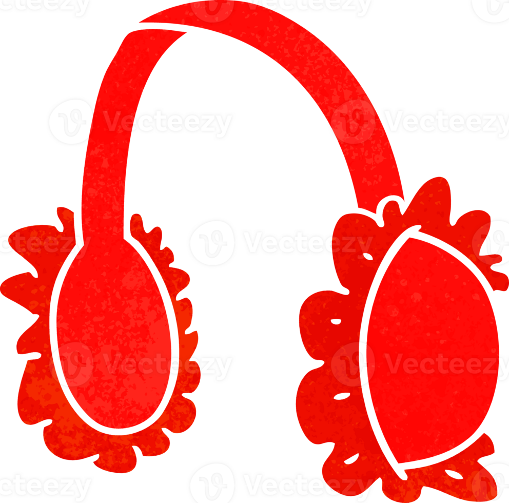 hand drawn retro cartoon doodle of pink ear muff warmers png