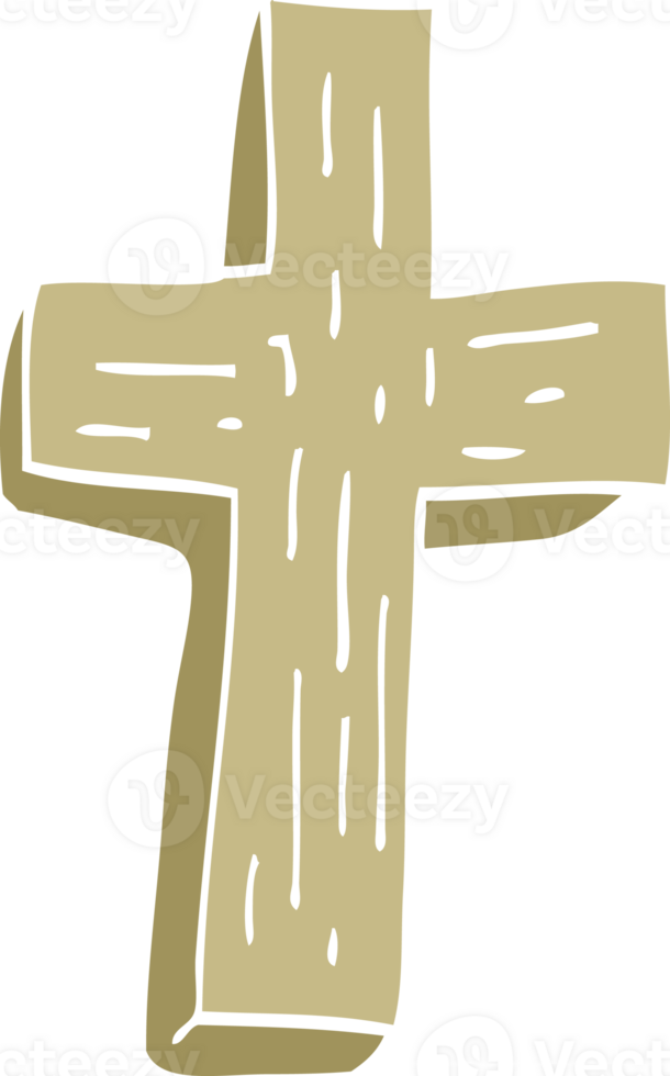 desenho animado doodle cruz de madeira png