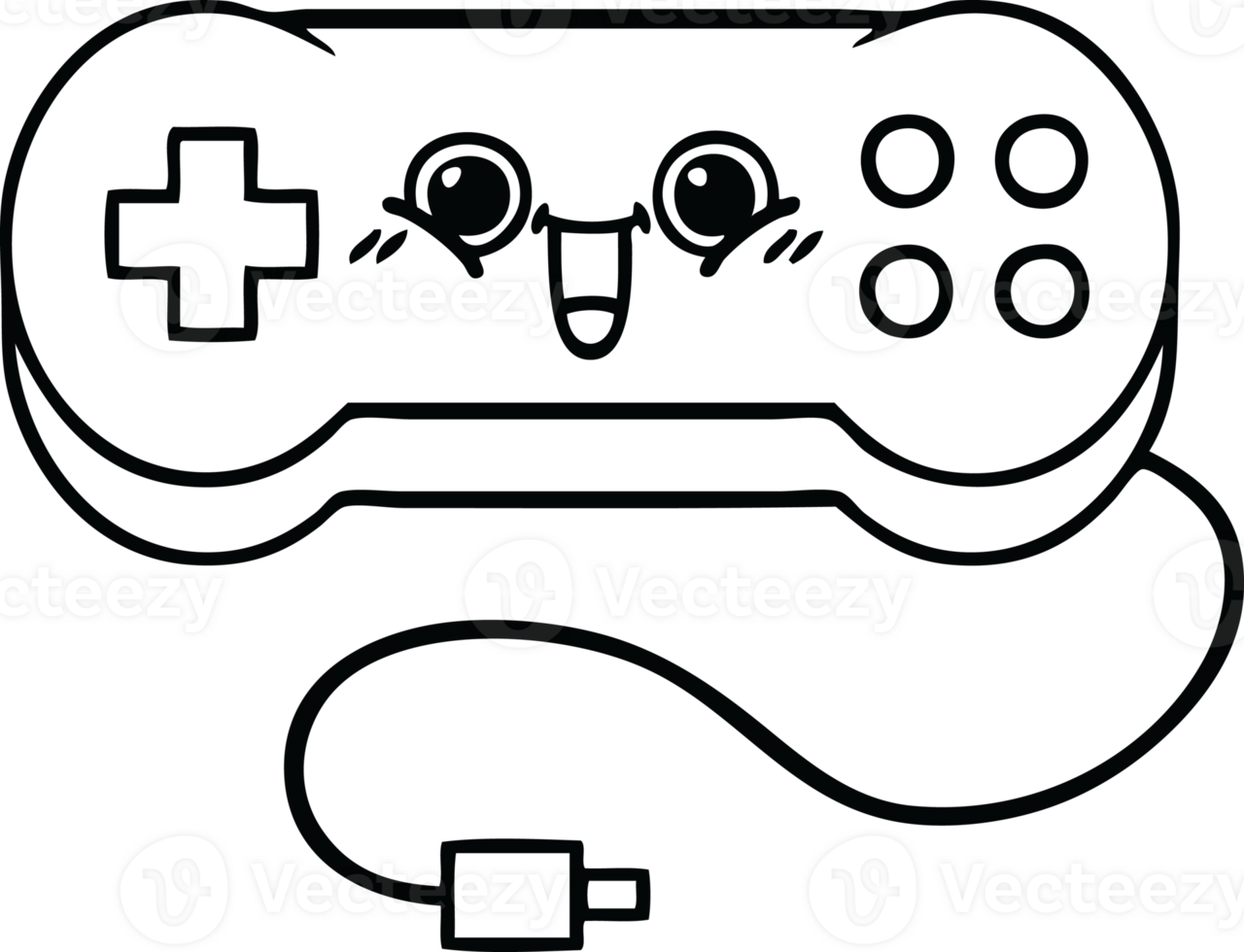 línea dibujo dibujos animados de un juego controlador png
