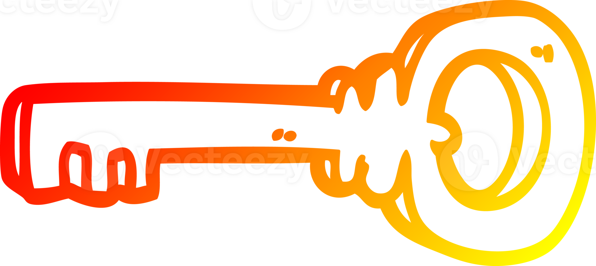 warm gradient line drawing of a cartoon gold key png