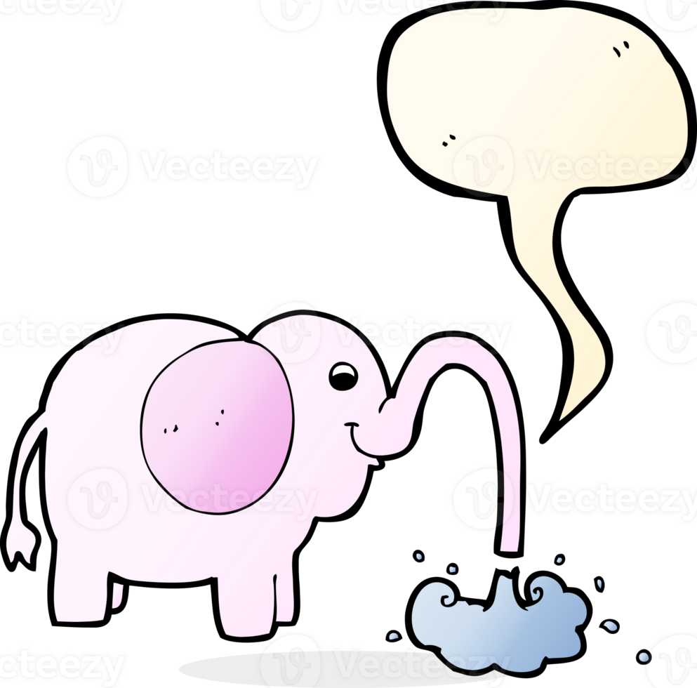 cartoon elephant squirting water with speech bubble png