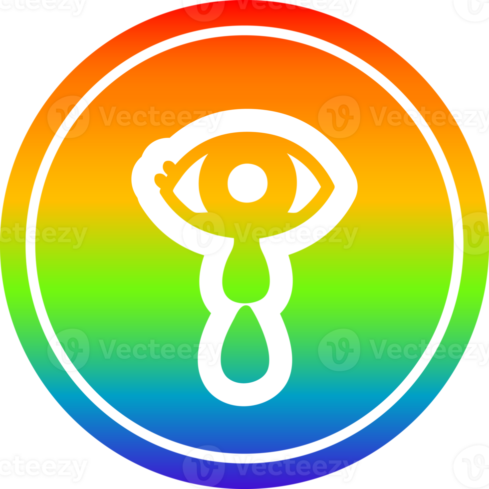 crying eye circular icon with rainbow gradient finish png