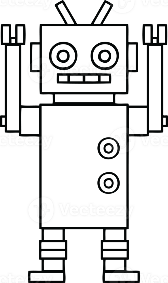line drawing cartoon of a dancing robot png