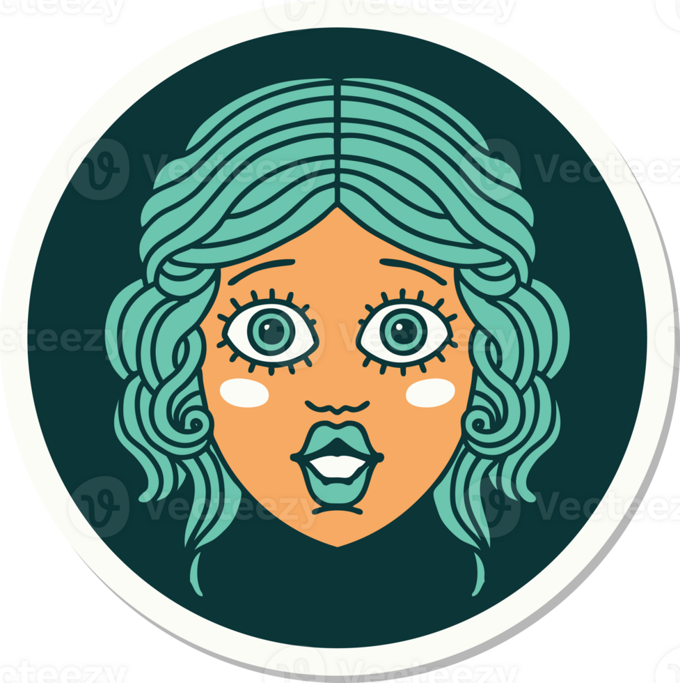 sticker of tattoo in traditional style of female face png