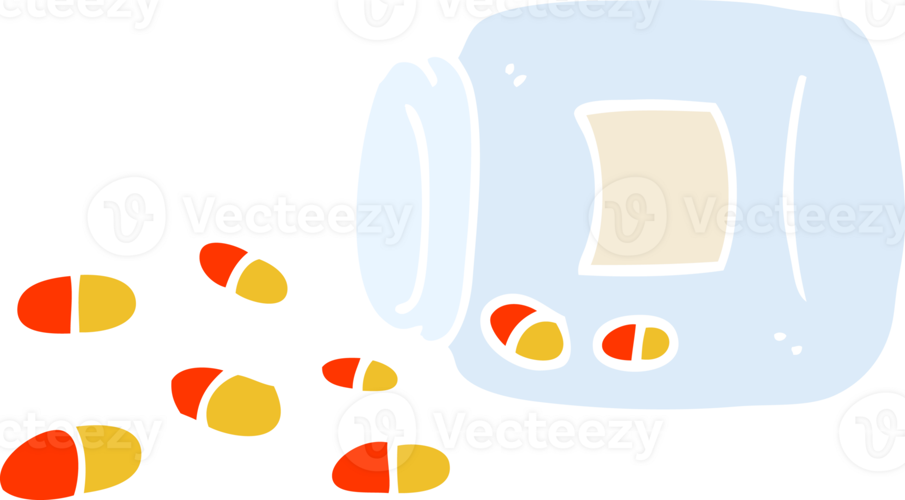 flat color illustration cartoon jar of pills png