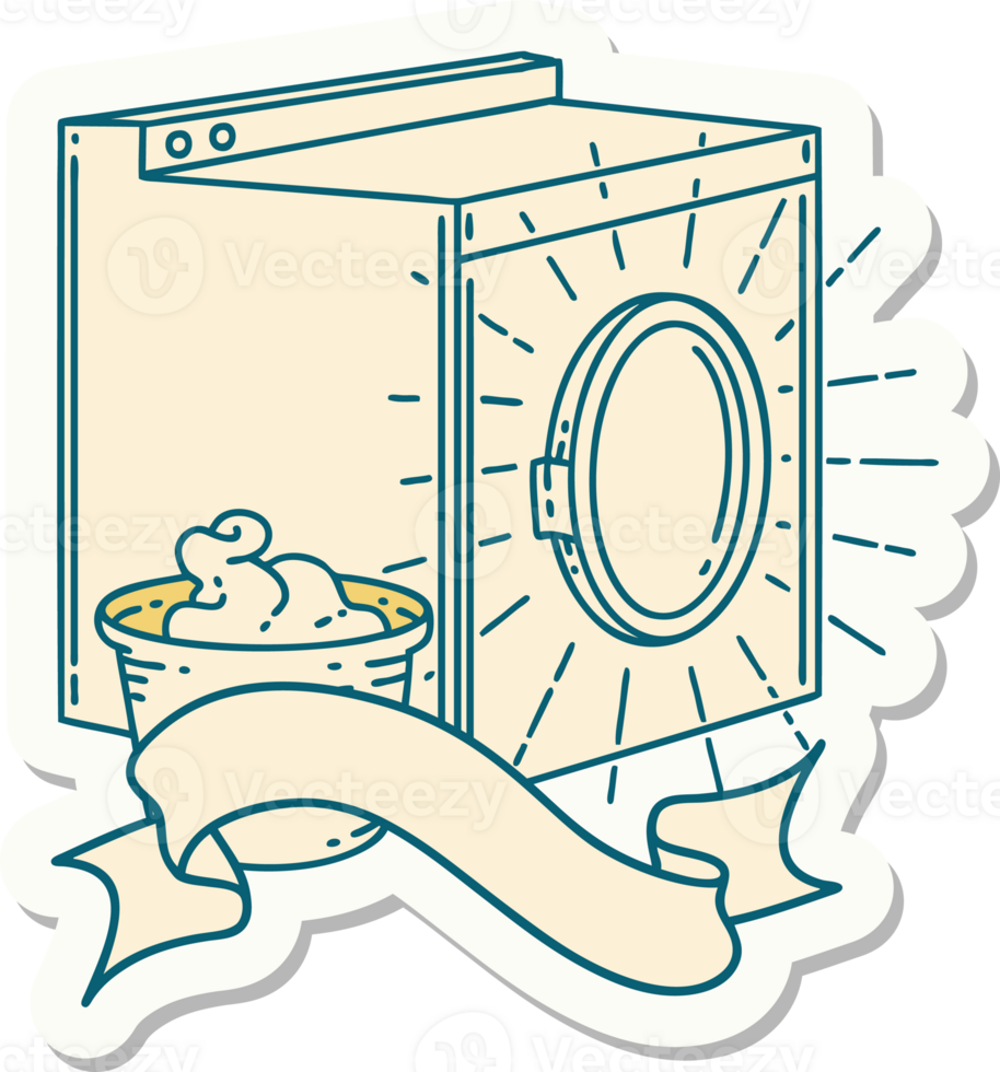 sticker of a tattoo style washing machine png