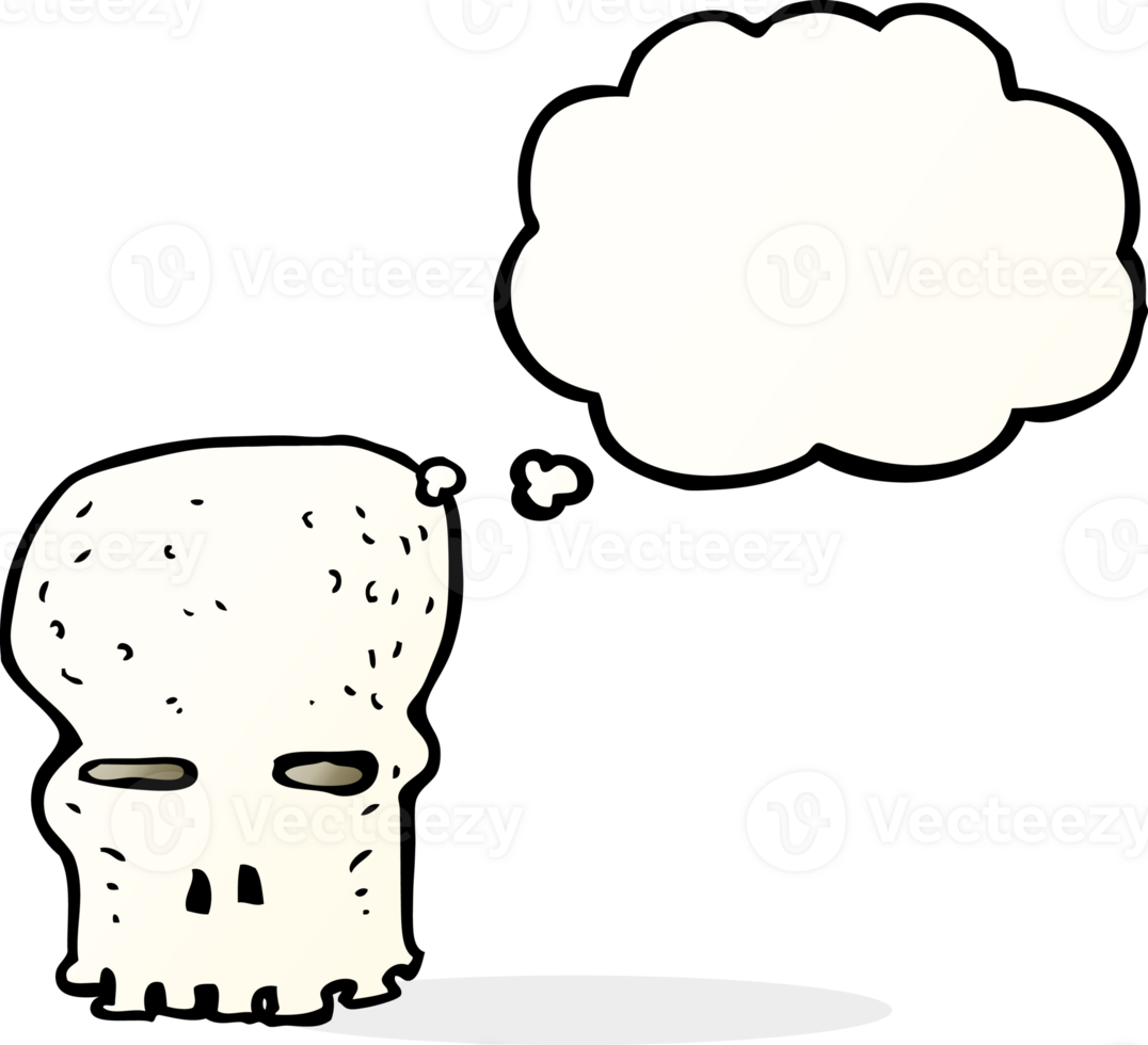 cartoon spooky skull with thought bubble png