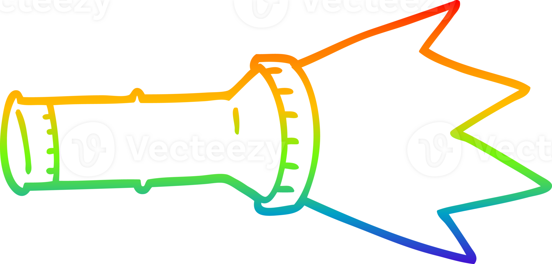 rainbow gradient line drawing of a cartoon torch png
