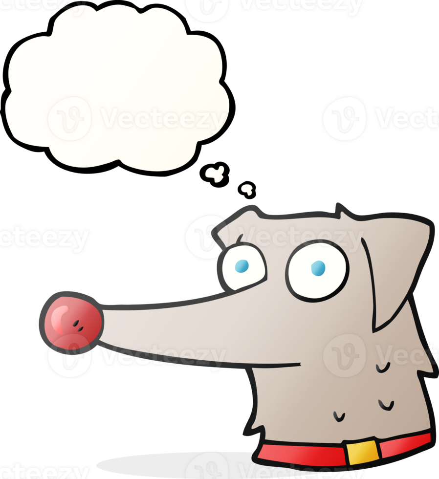 hand drawn thought bubble cartoon dog with collar png