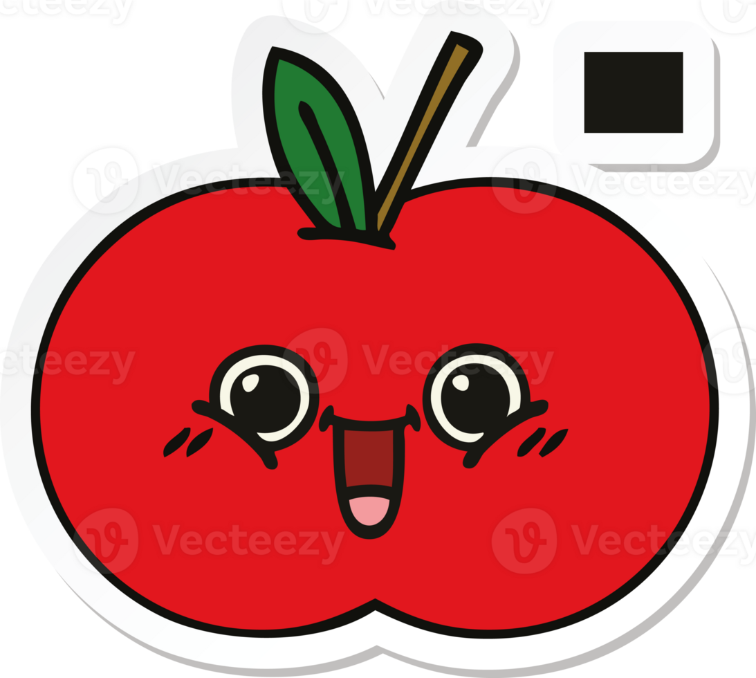 sticker of a cute cartoon red apple png