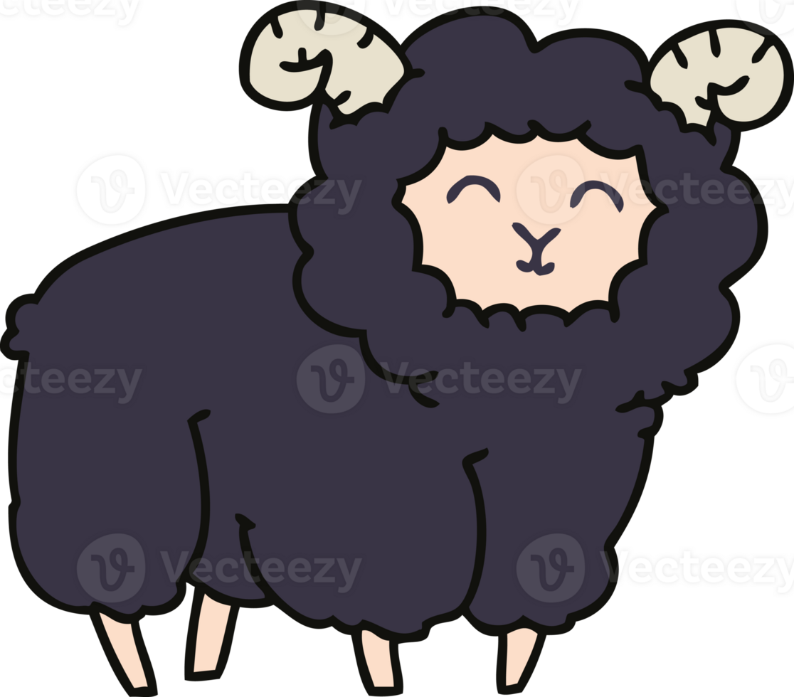 hand drawn quirky cartoon ram png