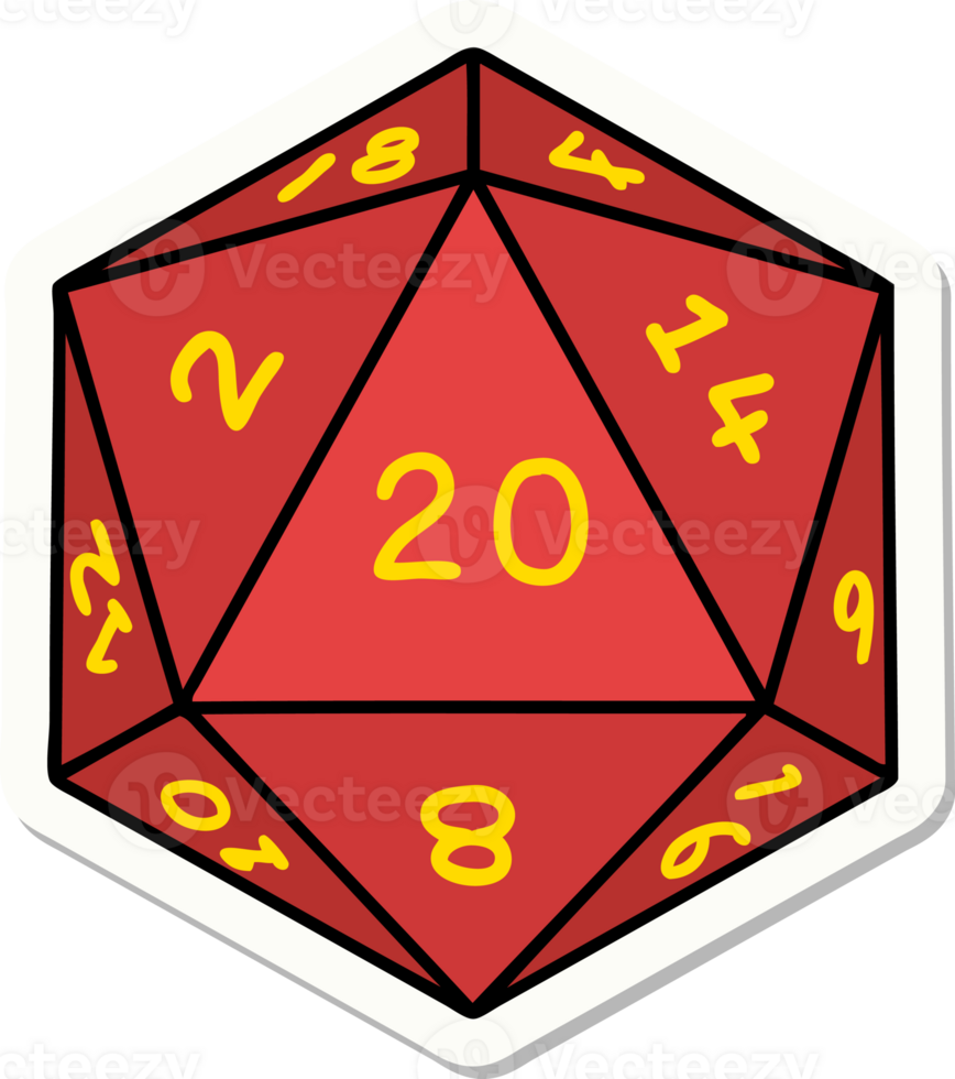 sticker of a natural 20 D20 dice roll png