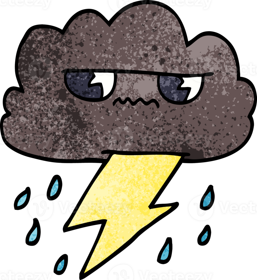 cartoon doodle thunder weather cloud png