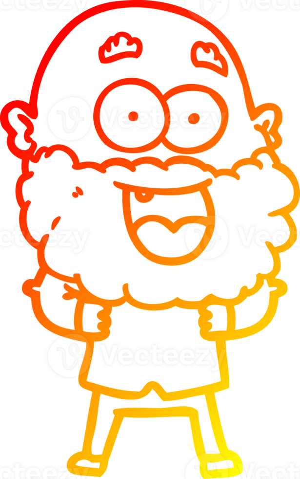 warm gradient line drawing of a cartoon crazy happy man with beard png