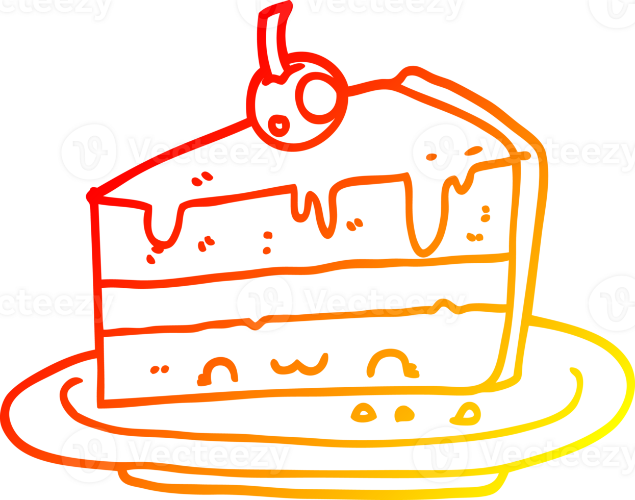 warm gradient line drawing of a cartoon cake png