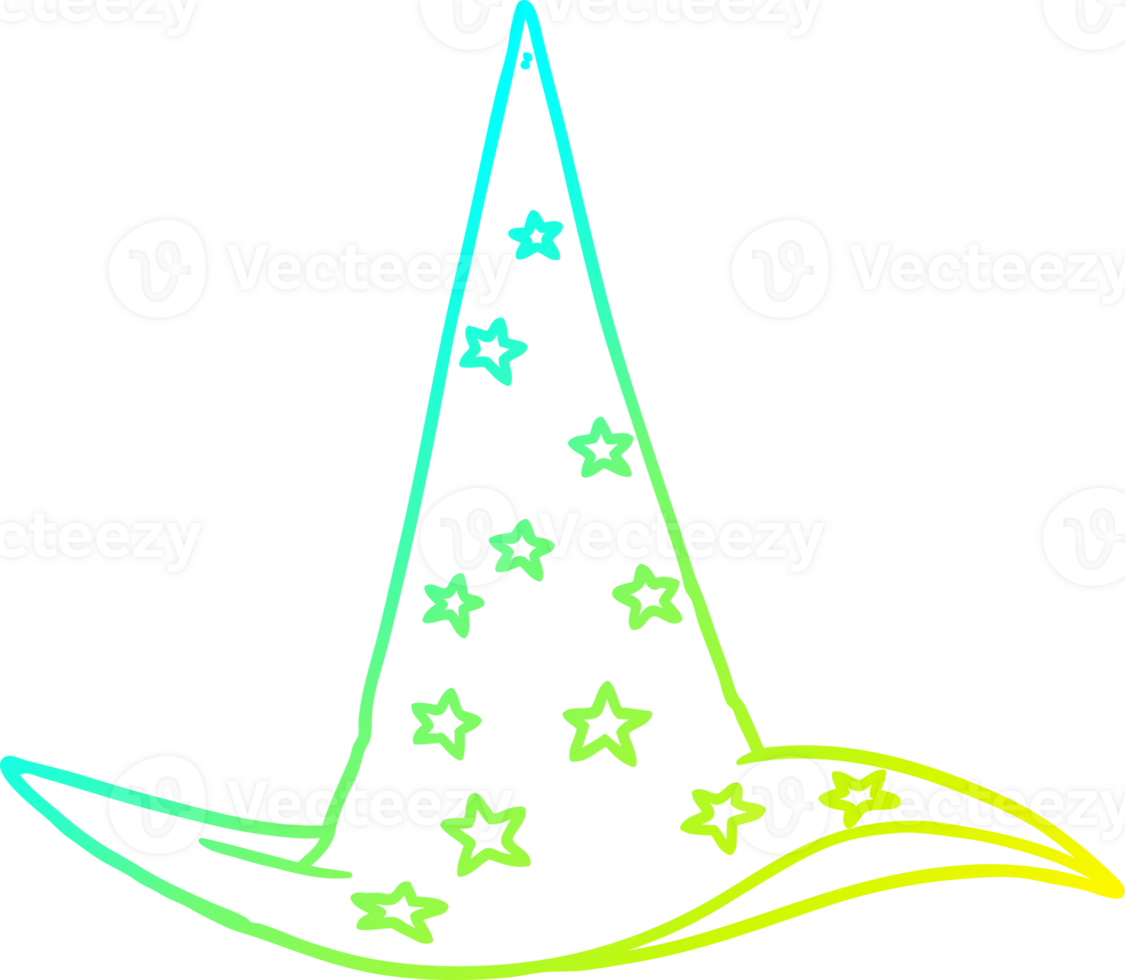 cold gradient line drawing of a cartoon wizard hat png