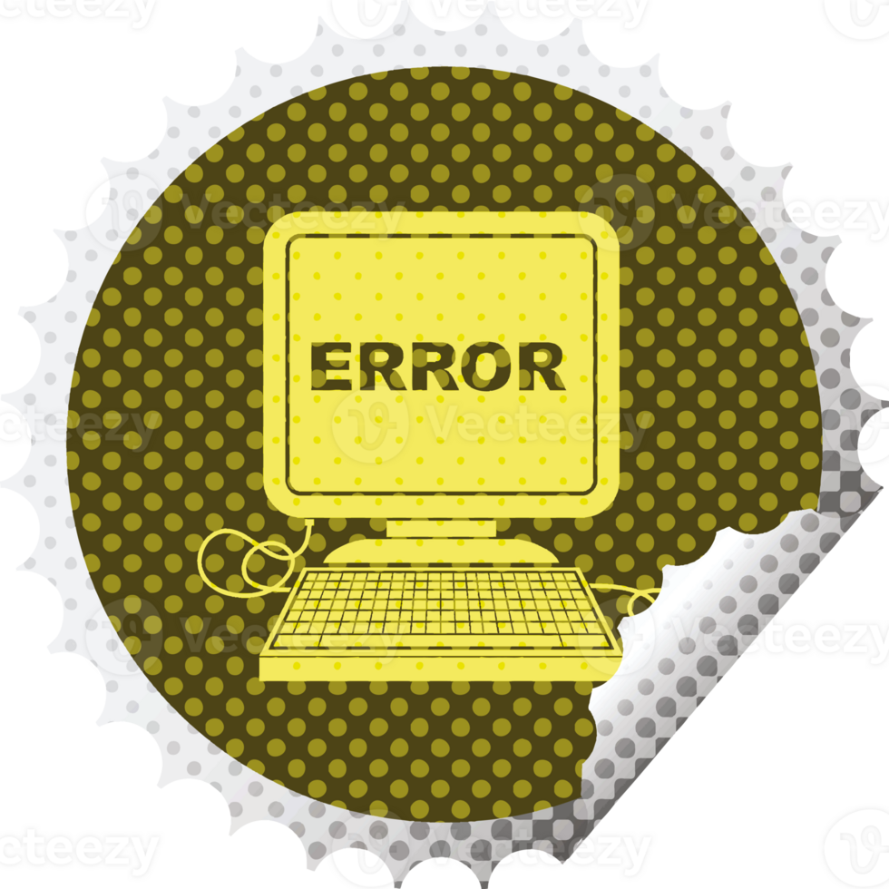 computer error illustration circular peeling sticker 43490534 PNG