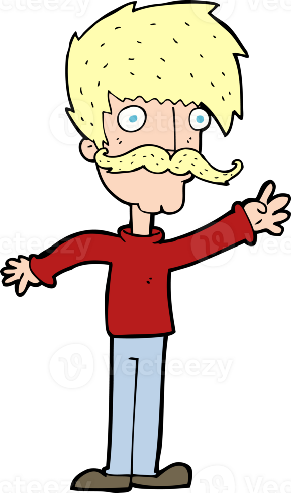 dessin animé, agitant, moustache, homme png