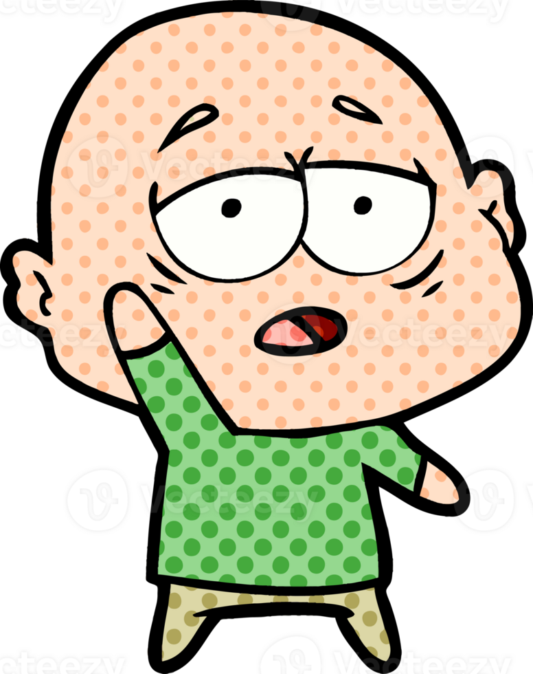cartoon tired bald man png