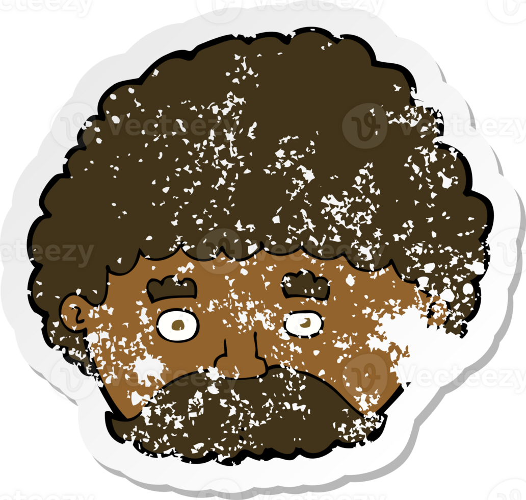 retro distressed sticker of a cartoon man with mustache png