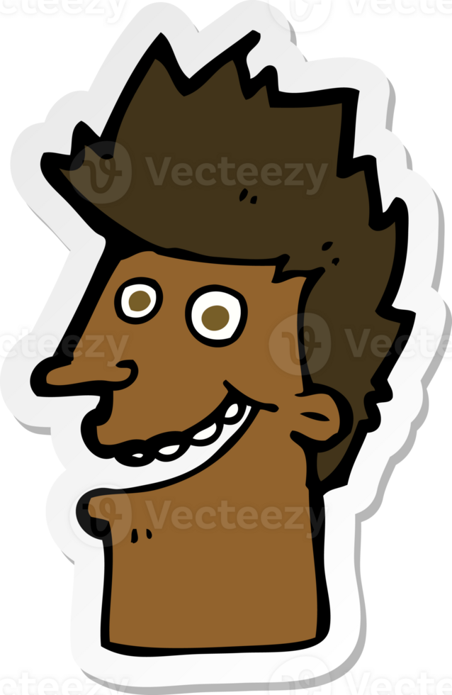 sticker of a cartoon happy man face png