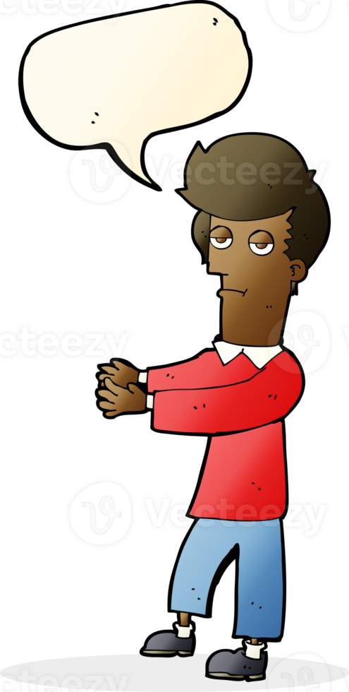cartoon bored man showing the way with speech bubble png