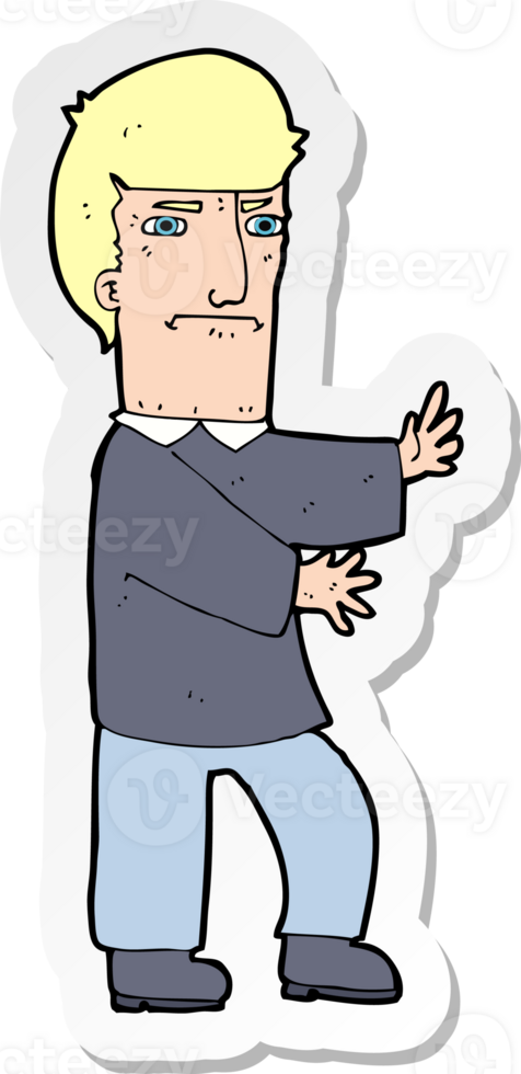 sticker of a cartoon grumpy man png