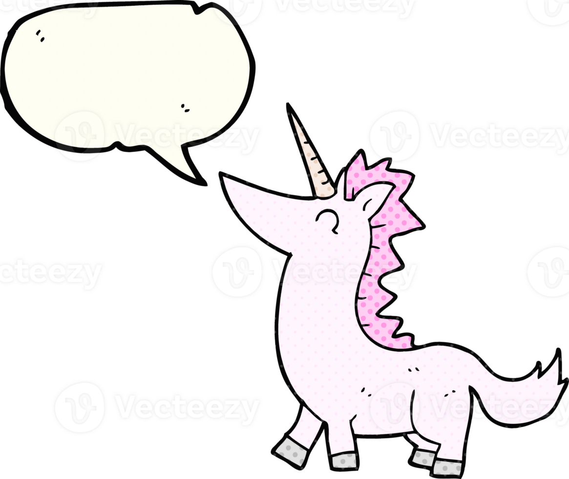 hand drawn comic book speech bubble cartoon unicorn png
