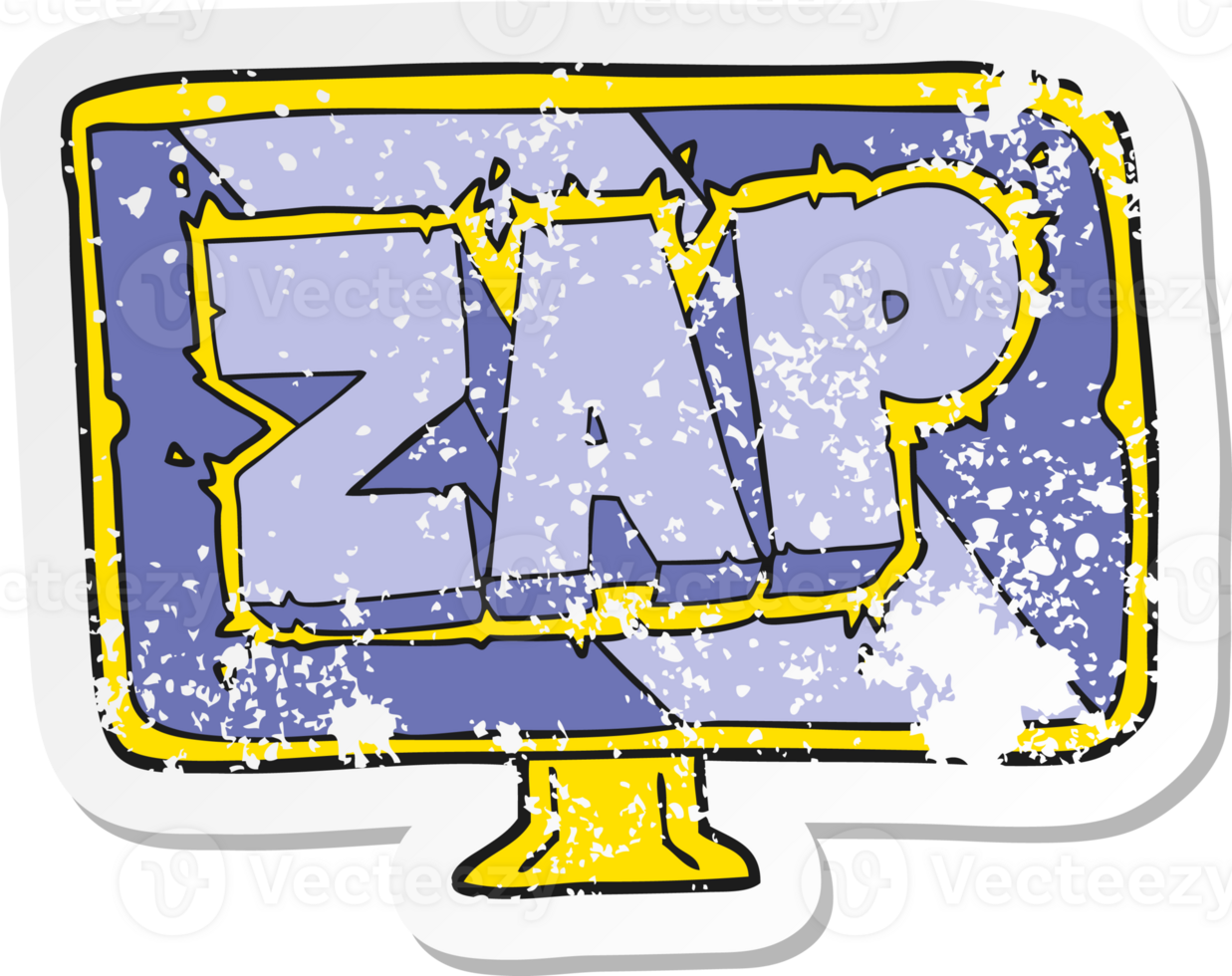 retro distressed sticker of a cartoon zap screen png