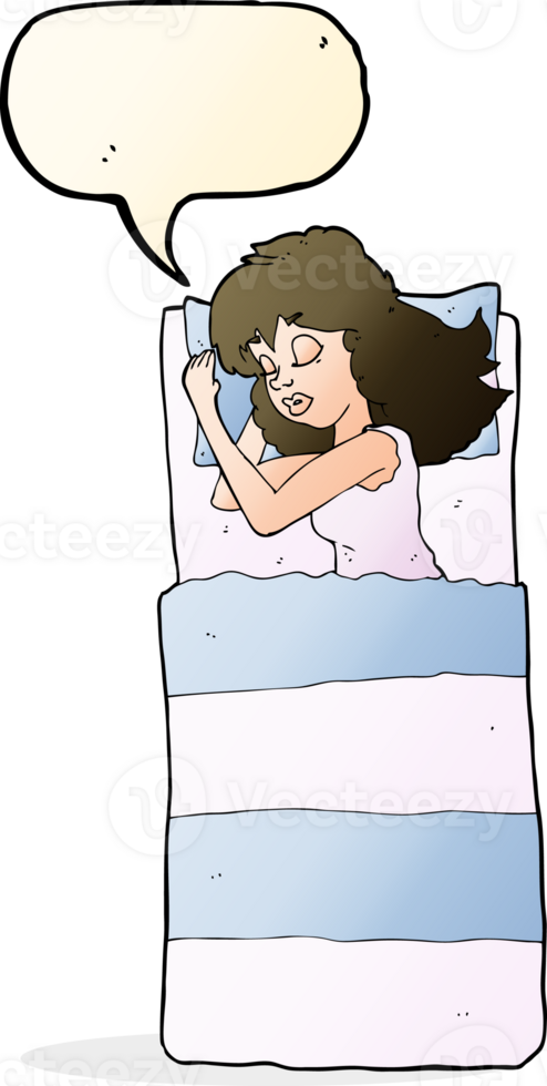 cartoon sleeping woman with speech bubble png