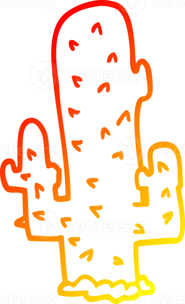 warm gradient line drawing of a cartoon cactus png