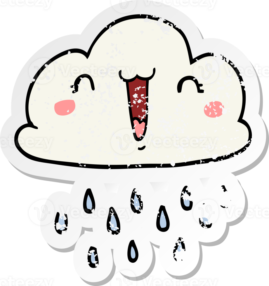 distressed sticker of a cartoon storm cloud png